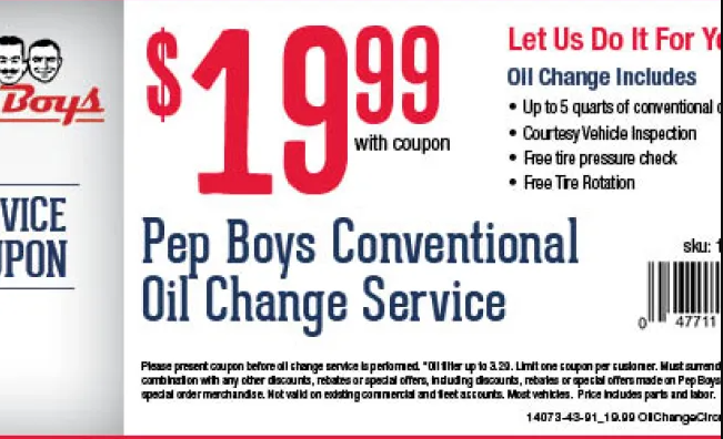 Pepboys Coupons Oil Change