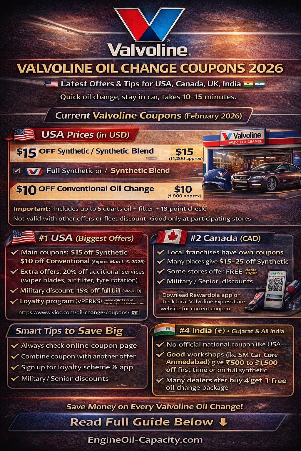 Valvoline Oil Change Coupons